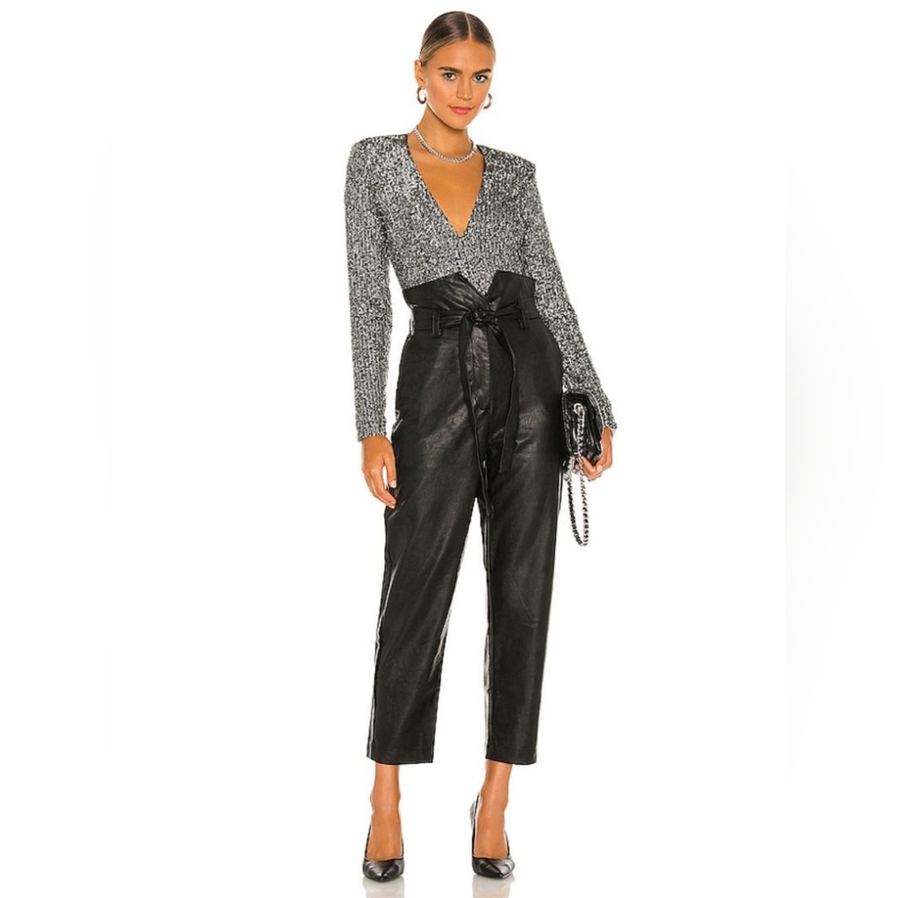 BARDOT Debbie Textured Faux Leather Pants - Black